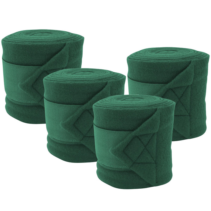 Horse Sense Fleece Polo Wraps - Reusable Set of 4 - NEWC - Hunter Green - 4 3/4"W x 9'L - 4 ct - 3