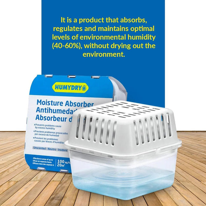Humydry Compact 8.8 oz Moisture Absorber Device – Refillable Unscented Dehumidifier for Small Rooms - DR29 - Unscented - 8.8 oz - 1 Container and 1 Refill - 9