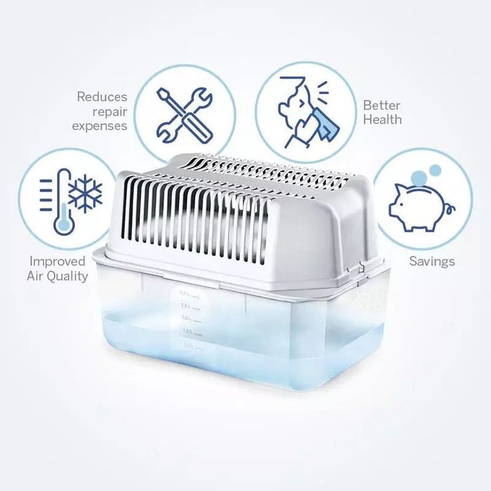 Humydry Large Room Moisture Absorber 35.3 oz Unscented – Refillable Dehumidifier for Spaces up to 420 sq f - DR2F - 1 Device and 1 Refill - 35.3 oz - Unscented - 4