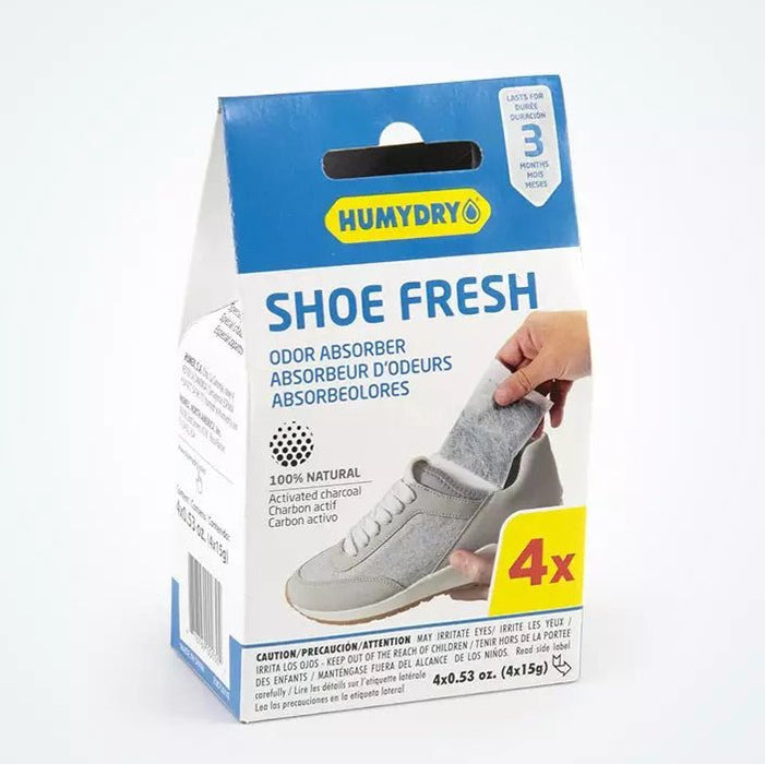 Humydry Shoe Fresh 4 Pack – 100% Natural Charcoal Odor Absorbers for Shoes & Gear, Unscented - DR2R - Unscented - 4 pk - 1