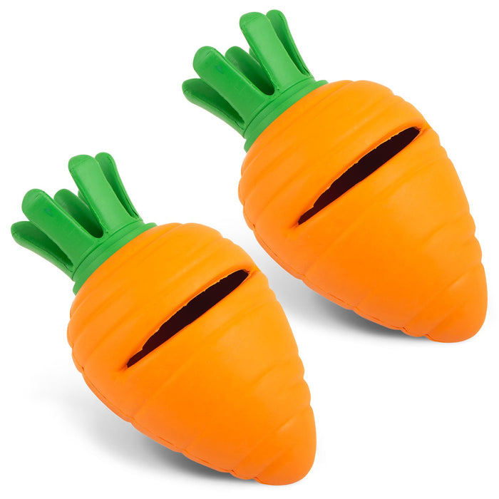 Jeffers Carrot Natural Rubber Treat Dispensing Dental Dog Chew Toy with Slit
