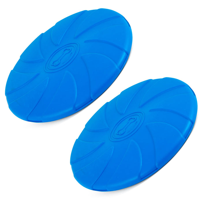 Jeffers Blue Bone Stamped Frisbee Natural Rubber 8 Inch Dog Toy for Fetching & Chewing