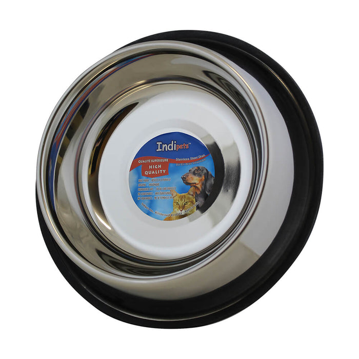 Indipets Non - Tip Stainless Steel Bowl - 010CL-WSSW-9 - 96 oz - 6