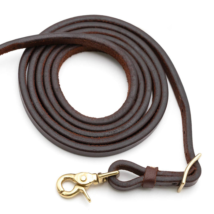 Jeffers LuxeLeather Heavy Oiled Adjustable Roping Rein with Scissor Snap for Horses