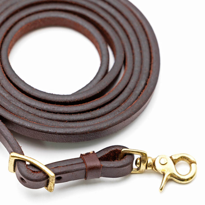 Jeffers LuxeLeather Heavy Oiled Adjustable Roping Rein with Scissor Snap for Horses