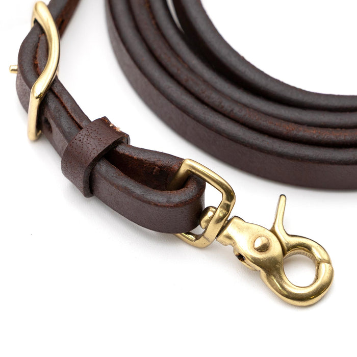 Jeffers LuxeLeather Heavy Oiled Adjustable Roping Rein with Scissor Snap for Horses