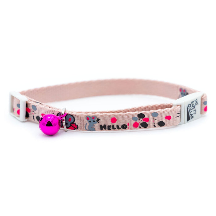 Jeffers Adjustable Breakaway Safety Cat Collar with Bell, 8" - 12" - ID39 - Hello Mouse - Light Pink - 15