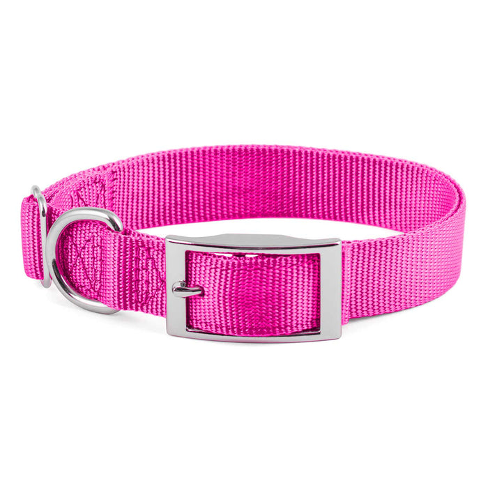 Jeffers Adjustable Nylon Dog Collar, 1"W x 14" - 24"L - SSGO - Hot Pink - 19