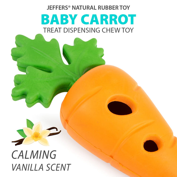 Jeffers Baby Carrot Natural Rubber Treat Dispensing Dog Dental Chew Toy - I7QA - Multi - Small - 1 - 3