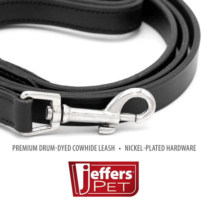 Jeffers Black Padded Leather Pet Leash - I2E6 - 5/8"W x 4'L - 4