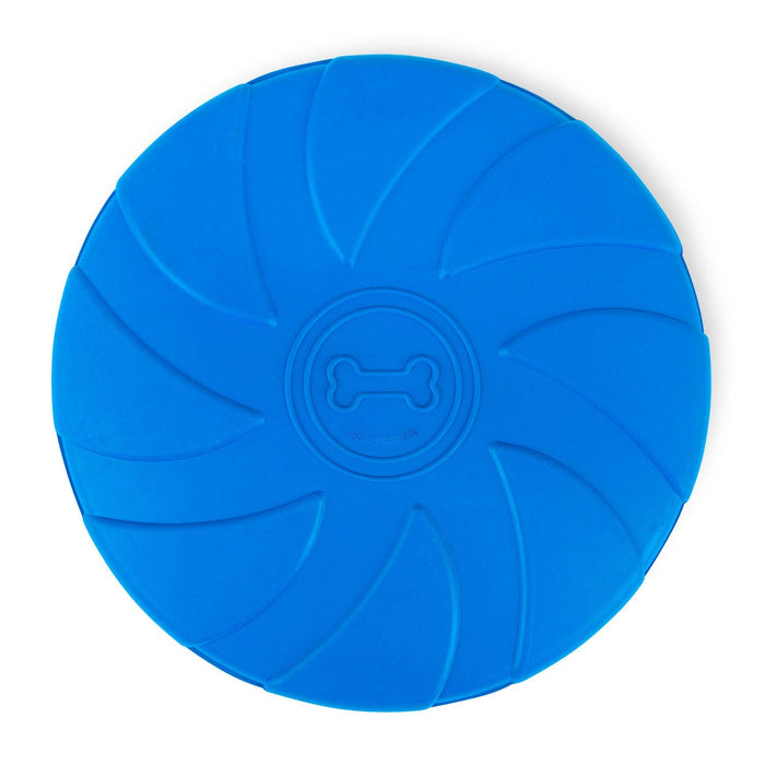 Jeffers Blue Bone Stamped Frisbee Natural Rubber 8 Inch Dog Toy for Fetching & Chewing - I7RR - Blue - Medium - 1 - 10