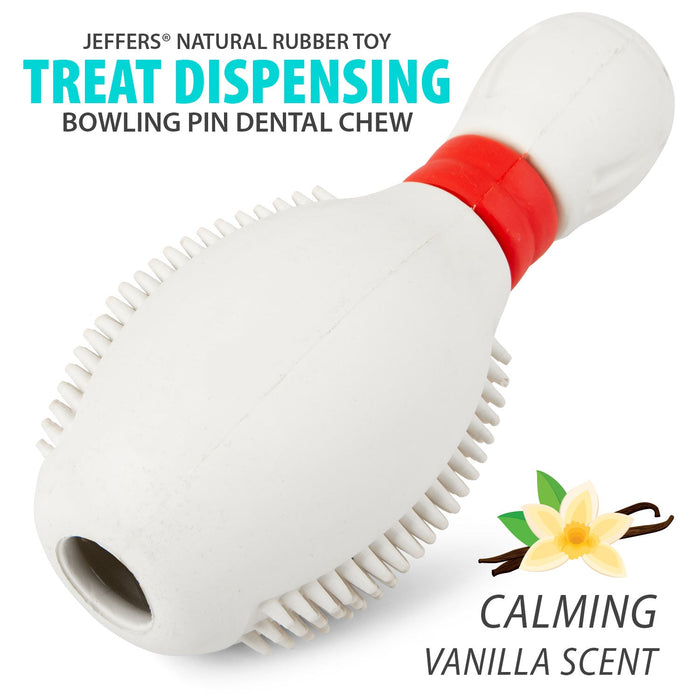 Jeffers Bowling Pin Natural Rubber Treat Dispensing Dental Chew Toy for Dogs - I7QS - Multi - Medium - 1 - 2