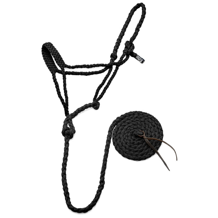 Jeffers Braided Mule Tape Halter with 10' Lead for Horses - JEF11B - Black - Full - 11