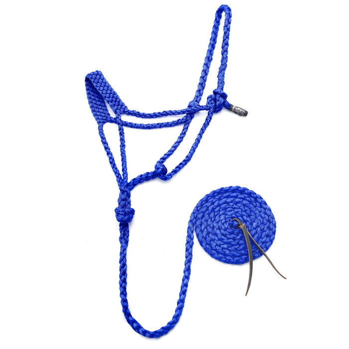 Jeffers Braided Mule Tape Halter with 10' Lead for Horses - JEF11C - Blue - Full - 8