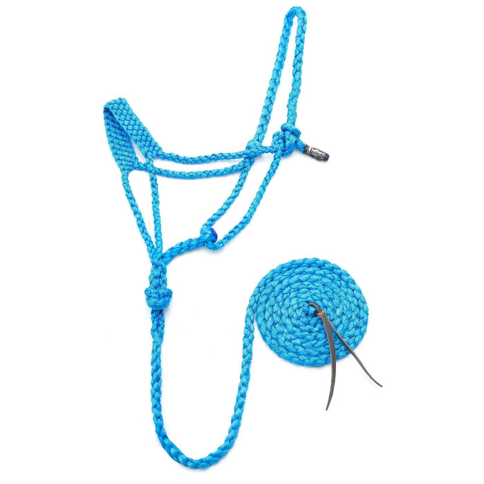 Jeffers Braided Mule Tape Halter with 10' Lead for Horses - JEF11D - Turquoise - Full - 14