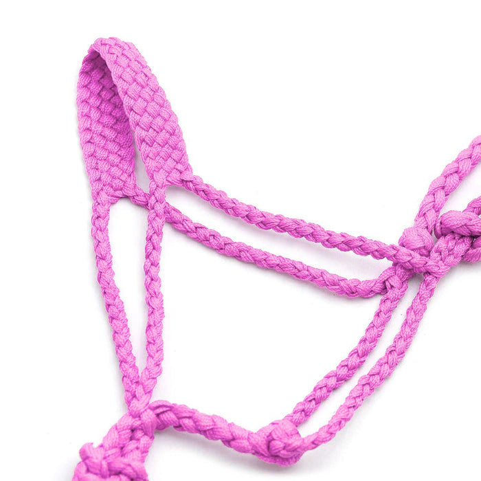 Jeffers Braided Mule Tape Halter with 10' Lead for Horses - JEF11F - Pink - Full - 28