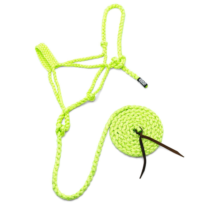 Jeffers Braided Mule Tape Halter with 10' Lead for Horses - JEF11J - Lime Green - Full - 30