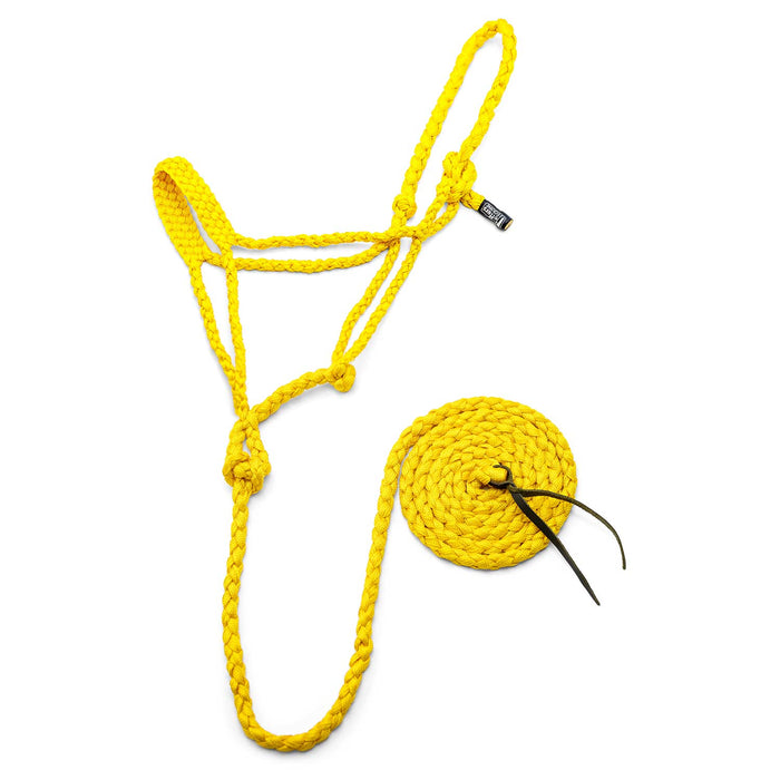 Jeffers Braided Mule Tape Halter with 10' Lead for Horses - JEF11K - Yellow - Full - 5