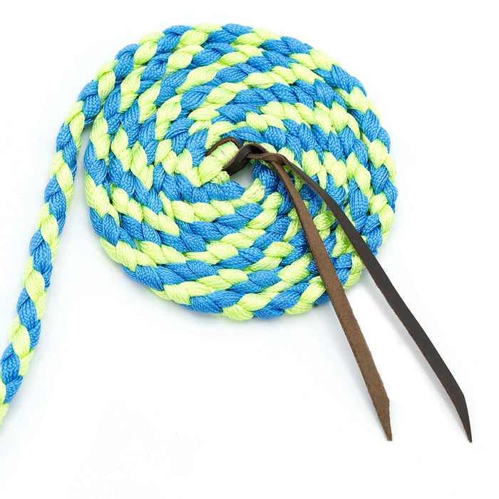 Jeffers Braided Mule Tape Halter with 10' Lead for Horses - JEF11Q - Turquoise & Lime Green - Full - 38
