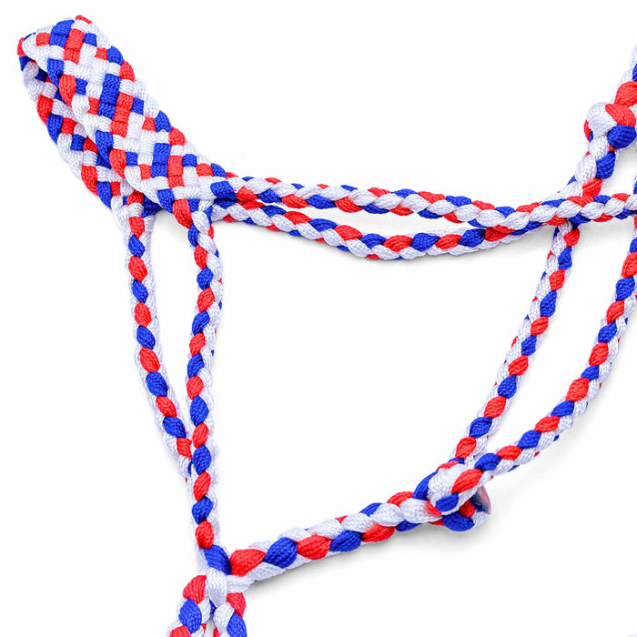 Jeffers Braided Mule Tape Halter with 10' Lead for Horses - JEF11R - Red, White & Blue - Full - 40