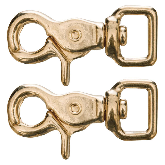 Jeffers Brass Trigger Snap with Square Swivel Eye - IAAF-2 - 5/8" x 2 - 1/2" - 2 Pack - 5