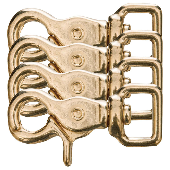 Jeffers Brass Trigger Snap with Square Swivel Eye - IAAF-4 - 5/8" x 2 - 1/2" - 4 Pack - 6