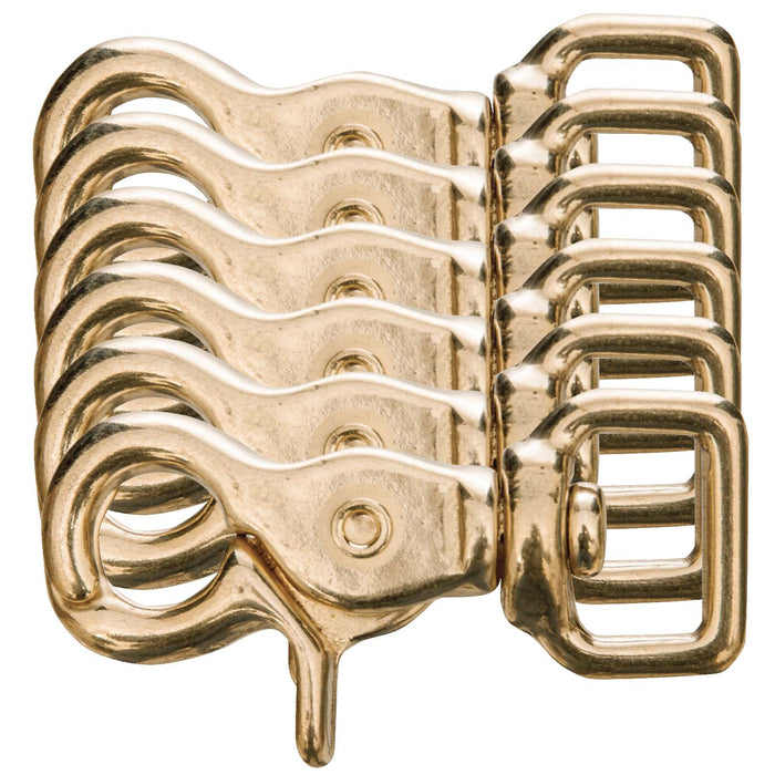 Jeffers Brass Trigger Snap with Square Swivel Eye - IAAF-6 - 5/8" x 2 - 1/2" - 6 Pack - 7