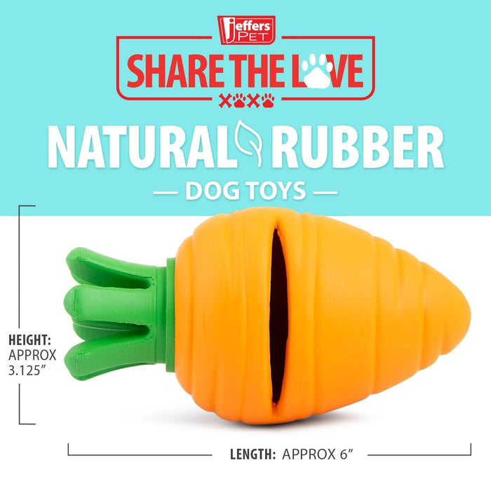 Jeffers Carrot Natural Rubber Treat Dispensing Dental Dog Chew Toy with Slit - I7QR - Multi - Medium - 1 - 4