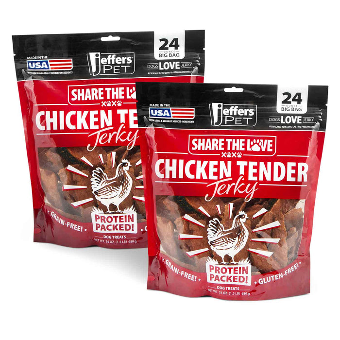 Jeffers Chicken Jerky Healthy Dog Treats, 24 oz - 100% Natural, Grain - free, Gluten - free, Made in USA - JEF2RJ-2 - 24 oz - Chicken - 2 Pack - 11