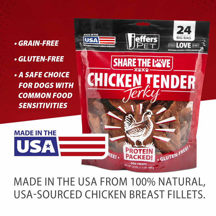 Jeffers Chicken Jerky Healthy Dog Treats, 24 oz - 100% Natural, Grain - free, Gluten - free, Made in USA - JEF2RJ - 24 oz - Chicken - 1 - 4