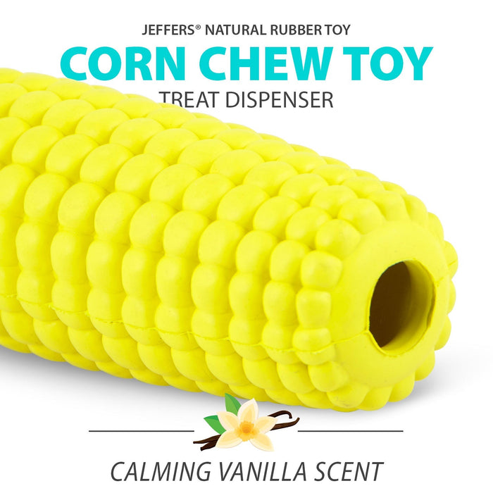 Jeffers Corn Cob Natural Rubber Stuffable Treat Dispenser Dog Dental Chew Toy - I7QW - Yellow - Medium - 1 - 3