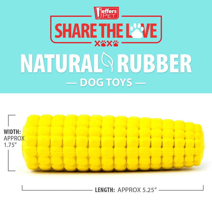 Jeffers Corn Cob Natural Rubber Treat Dispensing Dog Chew Toy with Dental Benefits - I7QC - Yellow - Medium - 1 - 3