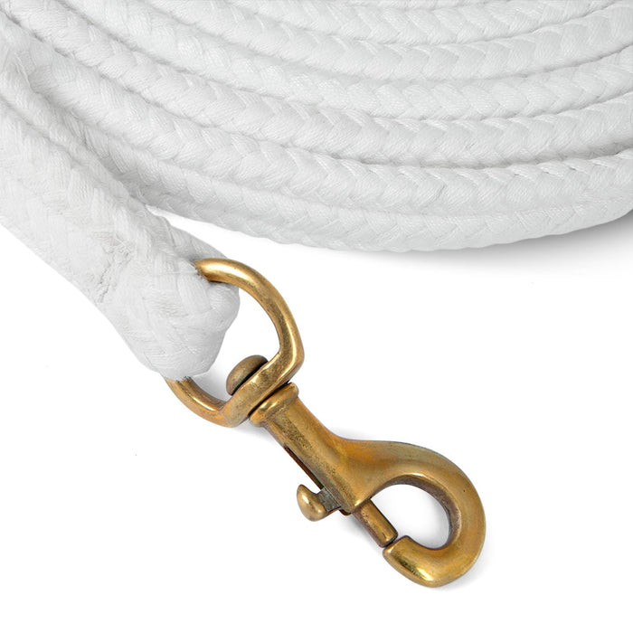 Jeffers Equine Braided Cotton Lunge Line with Rubber Stopper, 25' L - FML1 - White - 5