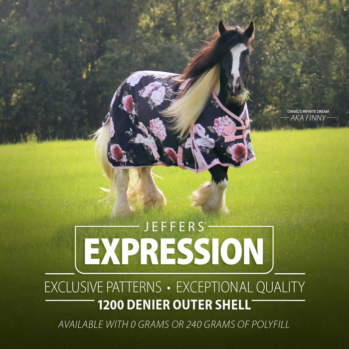Jeffers Expression 1200 Denier Standard Neck Turnout Horse Blanket, 240 Gram - JEF2FG - Skater Cowgirl - 66" - 23