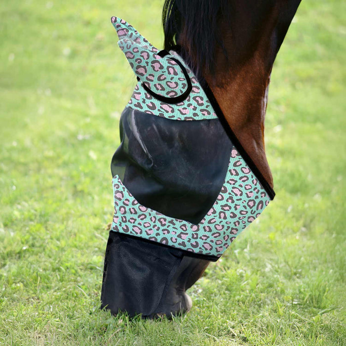 Jeffers Expression Deluxe Mesh Horse Fly Mask with Ears and Nose - JEF2QY - Party Cheetah - Cob - 1