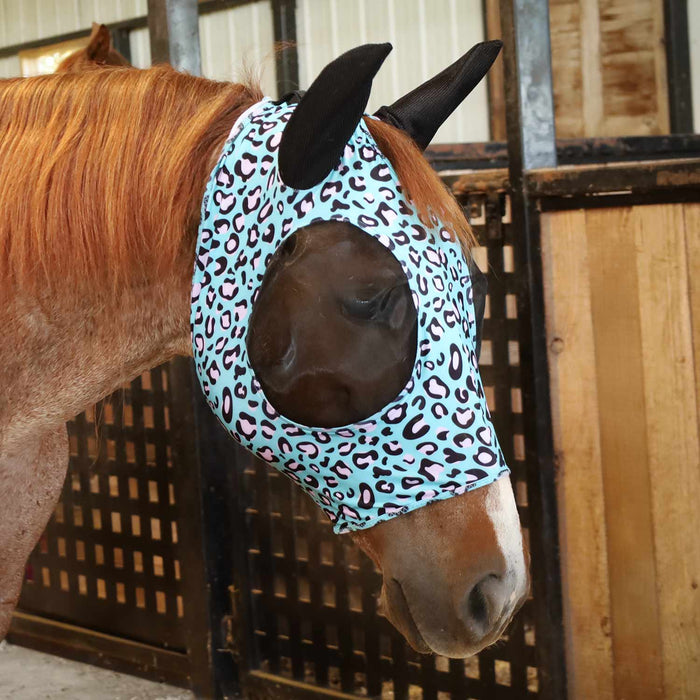 Jeffers Expression Lycra Horse Fly Mask with Ears - JEF2QC - Party Cheetah - Cob - 3