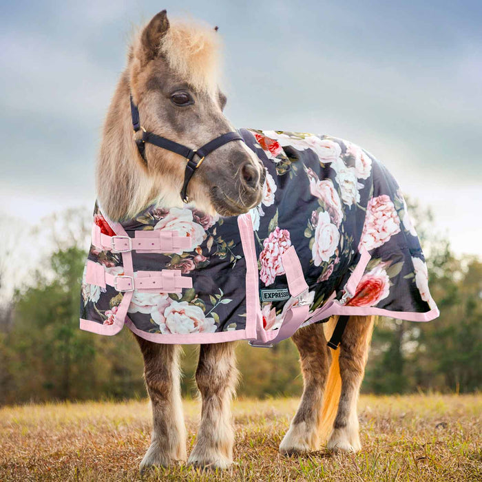Jeffers Expression Pony 1200 Denier Medium Weight Standard Neck Turnout Blanket, 240g Fill - JEF2V7 - Rose Garden - 39" - 2