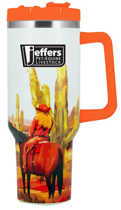Jeffers Expression Stainless Steel Lidded Tumbler with Handle, 40 oz (Straw Included) - JEF1WU - Cattle Drive - 40 oz - 5