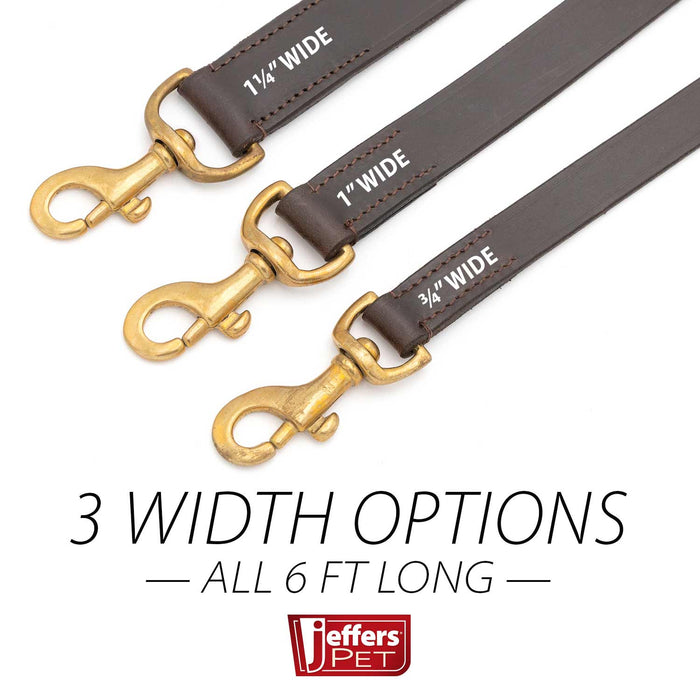 Jeffers Flat Leather Dog Leash with Hand Strap Handle, 6'L - 8M0E - 3/4"W x 6'L - 3