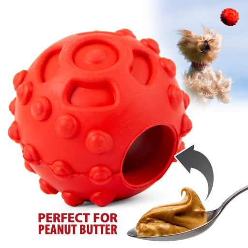 Jeffers Hollow Red Knobby Ball Natural Rubber Dental Treat Dispensing Dog Chew Toy - I7Q1 - Red - Medium - 1 - 1