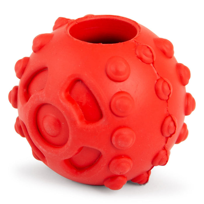 Jeffers Hollow Red Knobby Ball Natural Rubber Dental Treat Dispensing Dog Chew Toy - I7Q1 - Red - Medium - 1 - 8