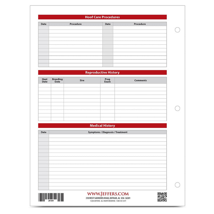 Jeffers Horse Health Records - JVH1 - Single Pack - 3