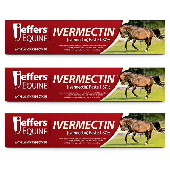 Jeffers Ivermectin Horse Dewormer Gel, Apple Flavored - JVBB-3 - 3 Pack - 12