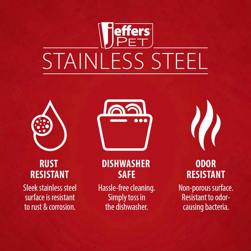 Jeffers Low Profile Stainless Steel Double Diner Pet Bowls - G3D1 - 16 oz - 2