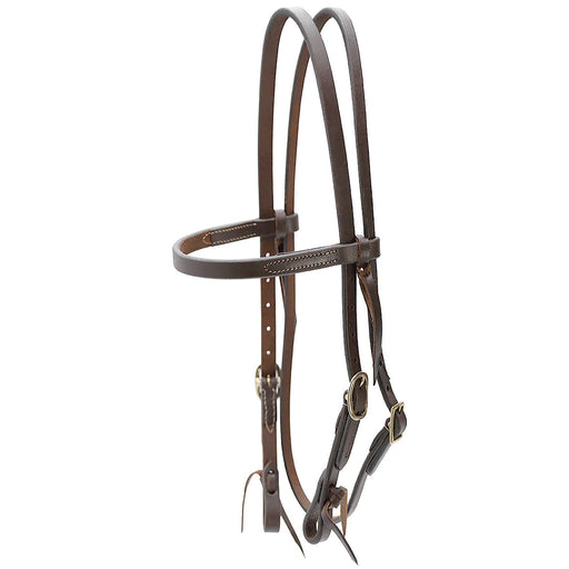 Jeffers LuxeLeather Heavy Oiled Browband Headstall with Water Tie Bit Ends for Horses - JEF13S - Heavy Oiled - Full - 1 - 1