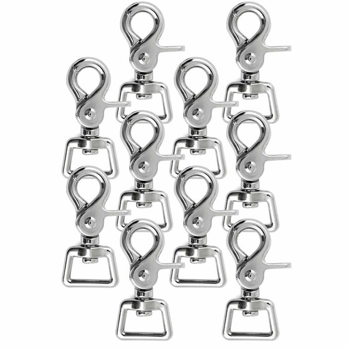 Jeffers Nickel - Plated Die Cast Trigger Snap (Scissor Snap) with Swivel Square Eye - IAC8-10 - 5/8" - 10 Pack - 8