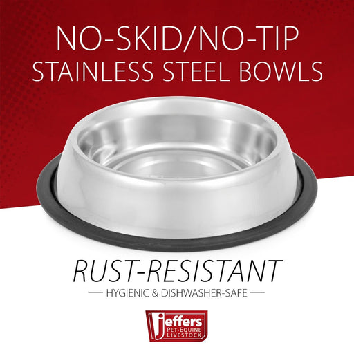 Jeffers No - Skid/No - Tip Stainless Steel Pet Bowls - G3N1 - 1 pint - 2