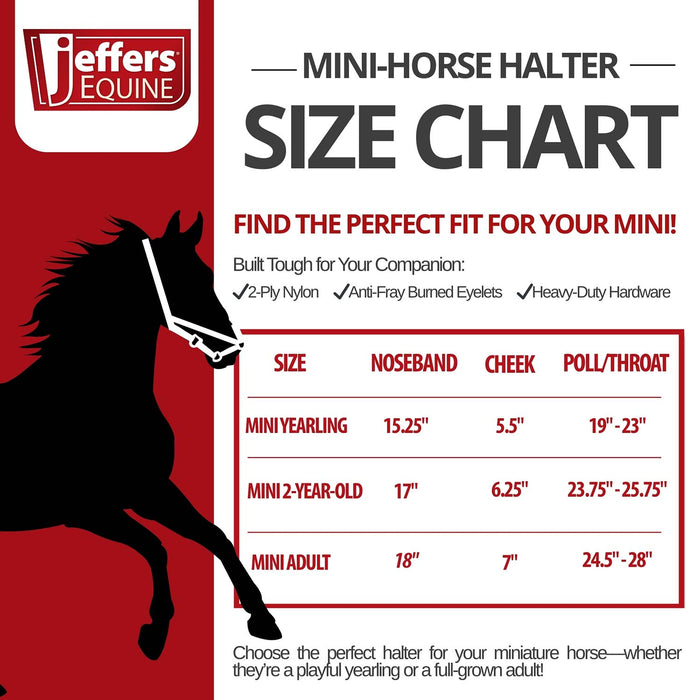 Jeffers Nylon Miniature Horse Halters, 2 - Ply, 3/4" - SSRL - Mini Yearling (Under 100 lbs) - Red - 2