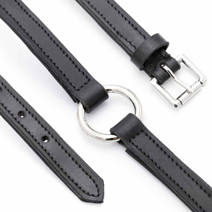 Jeffers Padded Black Leather Dog Collars with O - Ring and Nickel Hardware - I2DX - 5/8" x 12" - 3