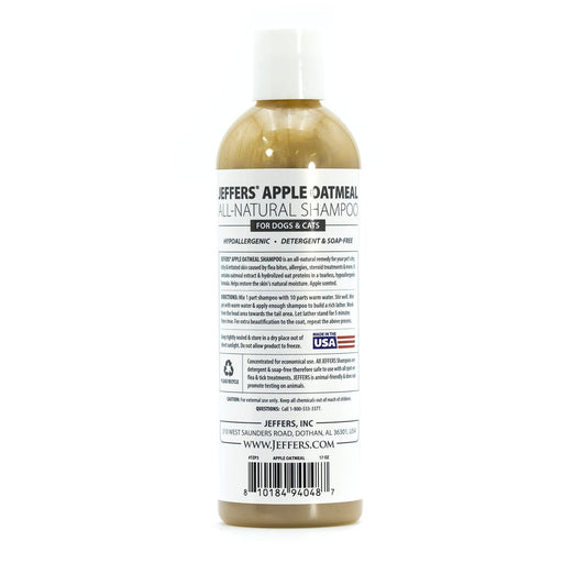 Jeffers Pet Apple Oatmeal All - Natural Hypoallergenic Dry Skin Shampoo for Dogs and Cats - TZP3 - 17 oz - 1 - 2